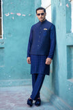 Deepak Perwani - mof1897-1 & jkt1452 - Royal Blue - Raw Silk - 3 Piece
