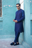 Deepak Perwani - mof1897-1 & jkt1452 - Royal Blue - Raw Silk - 3 Piece