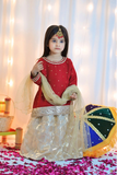 Mom4Little - Red lehenga set - Silk & Organza with Net - 3 Piece