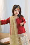 Mom4Little - Red lehenga set - Silk & Organza with Net - 3 Piece