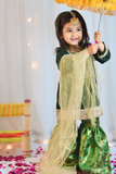 Mom4Little - Bottle Green Lehenga Set - Silk & Janawar with net - 3 Piece