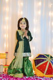 Mom4Little - Bottle Green Lehenga Set - Silk & Janawar with net - 3 Piece
