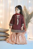 Mom4Little - Maroon Gharara Set - Silk & Janawar with net - 3 Piece