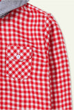 Hummingbirdspk - Red Checkered Hoodie Flannel Shirt - 1 Piece