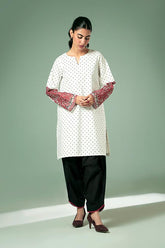 FOZIA KHALID - Polka Dot Statement Kurta - Printed Cotton - 1 Piece