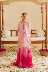 Hummingbirdspk - Kamal Phool Pink & Gold Tilla Work Dress