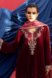 Fozia Khalid - Azara - Velvet - Maroon - 3 Piece - Studio by TCS