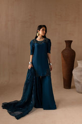 Maria Osama Khan - Royal Sapphire  - TELL - RAWSILK & Organza - 3 Piece