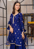 Modest - Rawsilk Embroidered Gharara For Girl - Blue - 3 Piece