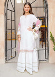 Modest - Chiffon Embroidered Gharara For Girl - White - 3 Piece