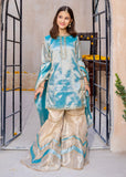 Modest - Maysuri Embroidered Gharara For Girl - Blue - 3 Piece