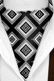 Black Wolf - SQUARES GEOMETRIC SILK ASCOT - Black - 1 Piece