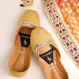 JootiShooti - Shamsa Mirror Marigold Yellow Khussa For Women