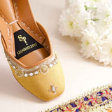 JootiShooti - Shamsa Mirror Marigold Yellow Khussa For Women