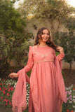 Omal by Komal - Sunaina - Pink - Lawn & Chiffon - 3 Piece