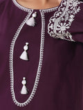 Oaks - Embroidered Khaddar Purple Pret Suit For Women - 2 Piece