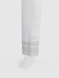 Oaks - Women White Cotton Silk Embroidered Trouser - 1 Piece