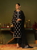 Oaks - Embroidered Pret Suit Dyed Chiffon Black - 3 Piece