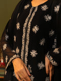Oaks - Embroidered Pret Suit Dyed Chiffon Black - 3 Piece