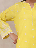 Oaks - Embroidered Slub Suit For Women - Yellow - 2 Piece