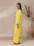 Oaks - Embroidered Slub Suit For Women - Yellow - 2 Piece