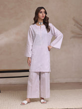 Oaks - Embroidered Slub Suit For Women - Light Grey - 2 Piece