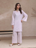 Oaks - Embroidered Slub Suit For Women - Light Grey - 2 Piece
