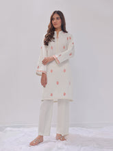 Oaks - Embroidered Pret Shirt Trouser Cotton Silk White - 2 Piece