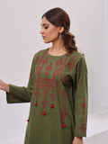 Oaks - Embroidered Pret Shirt Trouser Khaddar Green - 2 Piece