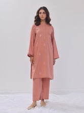 Oaks - Embroidered Pret Shirt Trouser Cotton Texture Peach - 2 Piece