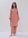 Oaks - Embroidered Pret Shirt Trouser Cotton Texture Peach - 2 Piece