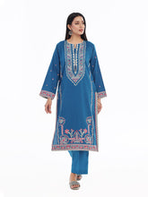 Oaks - Embroidered Pret Shirt Trouser Dobby Teal - 2 Piece