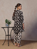 Oaks - Printed Pret Shirt Trouser Lawn Black & White - 2 Piece