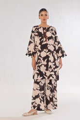 Oaks - Printed Unstitched Swiss Lawn Black - OL2PT-6283-A - 2 Piece - Unstitch