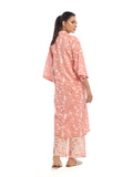 Oaks - Printed Pret & Unstitched Shirt Trouser Swiss Lawn Peach - 2 Piece