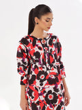 Oaks - Printed Unstitched Swiss Lawn Black & Red - OL2PT-6309-A - 2 Piece - Unstitch