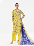 Oaks - Printed Unstitched Masoori Lawn Yellow - 3 Piece