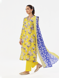 Oaks - Printed Unstitched Masoori Lawn Yellow - 3 Piece