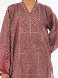 Oaks - Printed Pret & Unstitched Kurti Masoori Lawn Maroon - 1 Piece