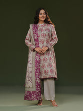 Oaks - Printed Pret Suit Cambric Beige - 3 Piece