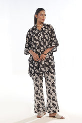 Oaks - Printed Unstitched Swiss Lawn Black - OL2PT-6163-A - 2 Piece - Unstitch