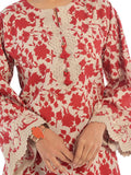 Oaks - Embroidered Pret & Unstitched Shirt Trouser Lawn Red - 2 Piece