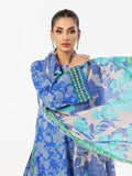 Oaks - Embroidered Unstitched Lawn Blue - 3 Piece
