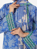 Oaks - Embroidered Unstitched Lawn Blue - 3 Piece