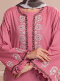 Oaks - Embroidered Pret & Unstitched Suit Dyed Slub Cambric Tea Pink - 3 Piece