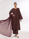 Oaks Printed Lawn Unstitched Maroon 3 Piece