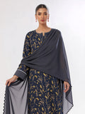 Oaks Printed Lawn Unstitched Navy Blue 3 Piece