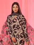 Oaks - Printed Pret & Unstitched Suit Lawn Black & Beige - 3 Piece