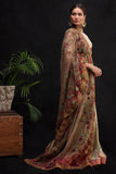 Shamaeel - GREEN FRORAL SAARI - Soft Net & Satin Silk/Raw Silk