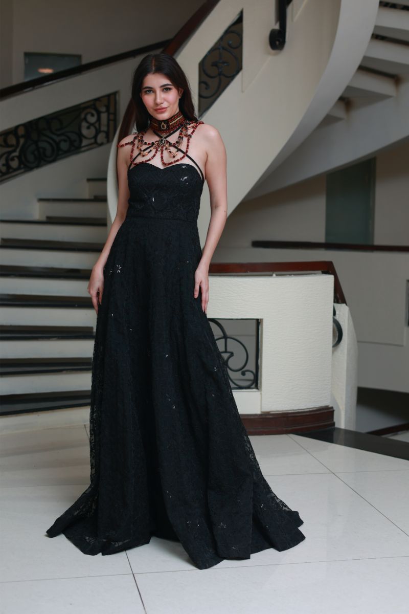 Huma Adnan - Leyla - Black - Organza - 1 Piece